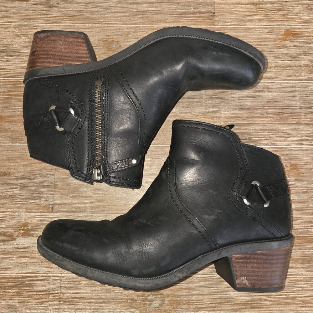Teva Women's Foxy Ankle Boots Booties Size 9 Black Zip Moto Minimalist